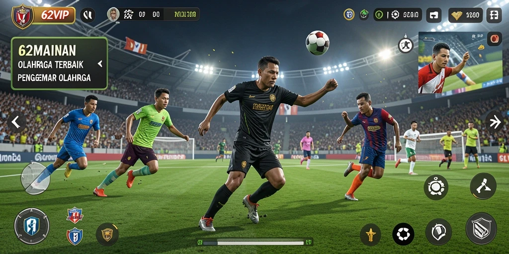 Tampilan gameplay 62VIP dengan aksi olahraga yang dinamis.