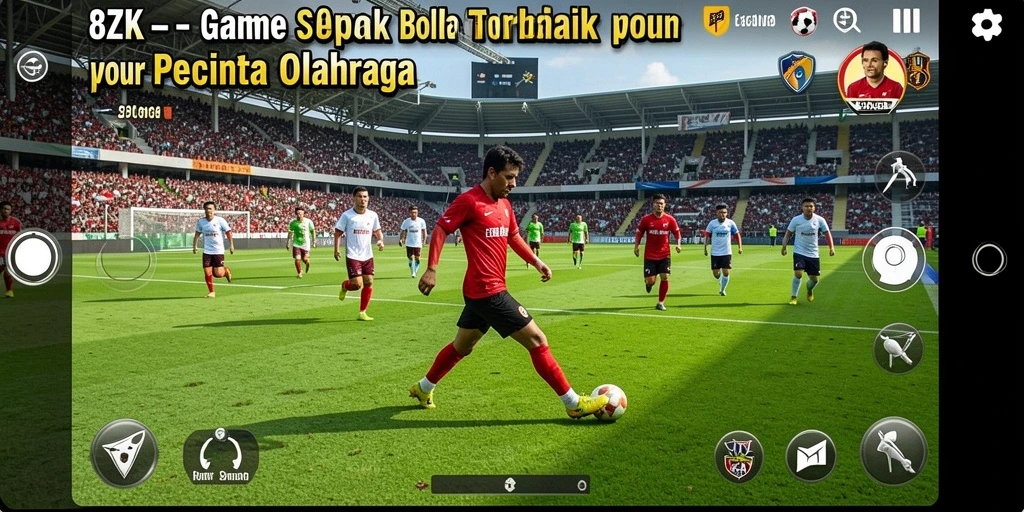 Tampilan gameplay 8ZK yang menegangkan saat pertandingan sepak bola.