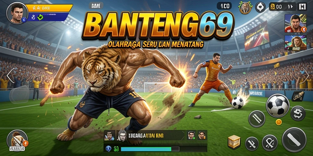 Tangkapan layar utama menunjukkan aksi seru dalam BANTENG69.