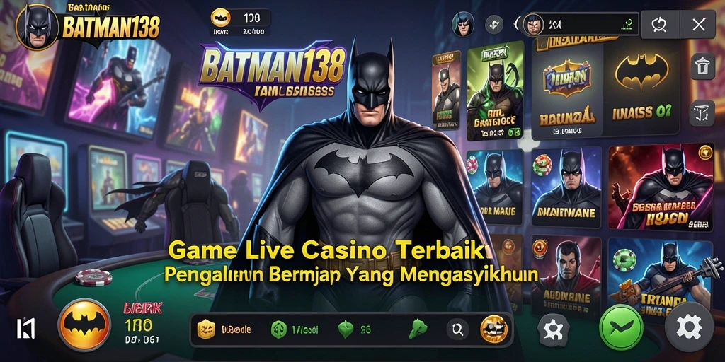 Screenshot gameplay Live Casino menampilkan dealer dan pemain berinteraksi langsung.