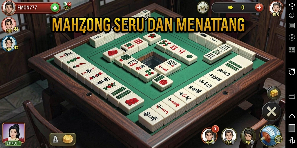 Screenshot gameplay EMON777 menampilkan suasana permainan Mahjong yang mengasyikkan.