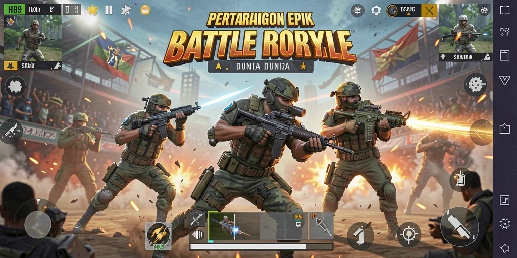 Screenshot H89 menampilkan pertempuran seru dalam mode Battle Royale.