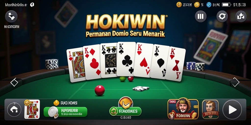 Tampilan gameplay seru HOKIWIN dengan suasana Domino yang menawan.