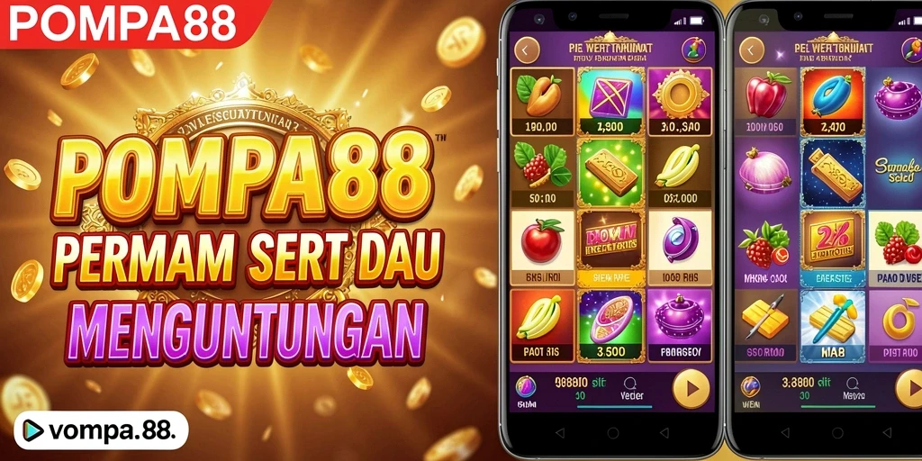Screenshot utama POMPA88 menampilkan gulungan slot yang menarik.