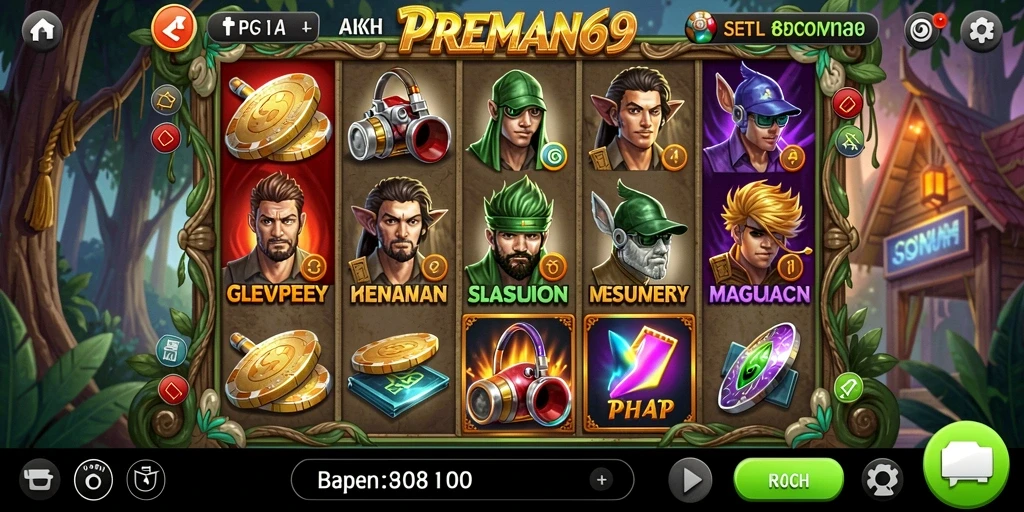 Tampilan menarik dari gameplay Slot PREMAN69 yang penuh warna.