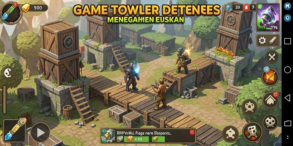 Screenshot gameplay menegangkan dari game Tower Defense RPVIP4.