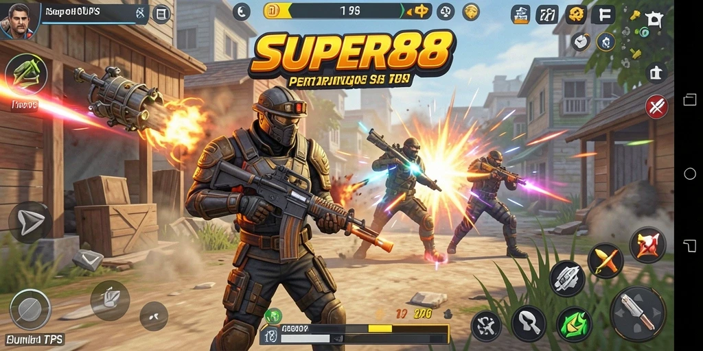 Tampilan utama gameplay SUPER88 dengan pertempuran yang seru.
