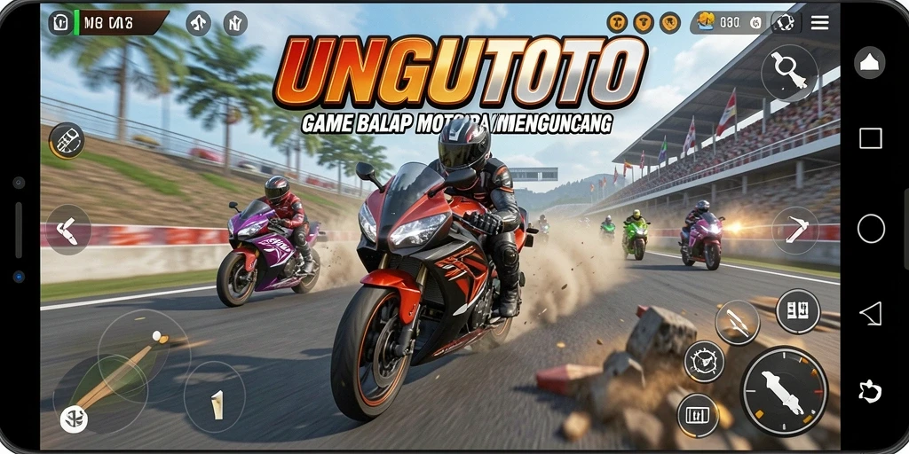 Tampilan menakjubkan dari gameplay balap motor UNGUTOTO.