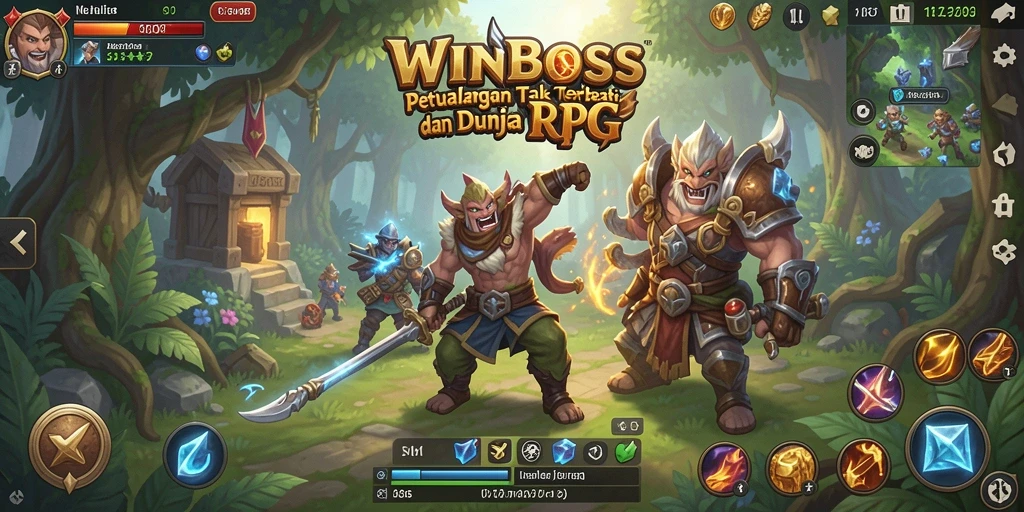 Tampilan gameplay WINBOSS yang menarik dan mendebarkan dalam petualangan RPG.