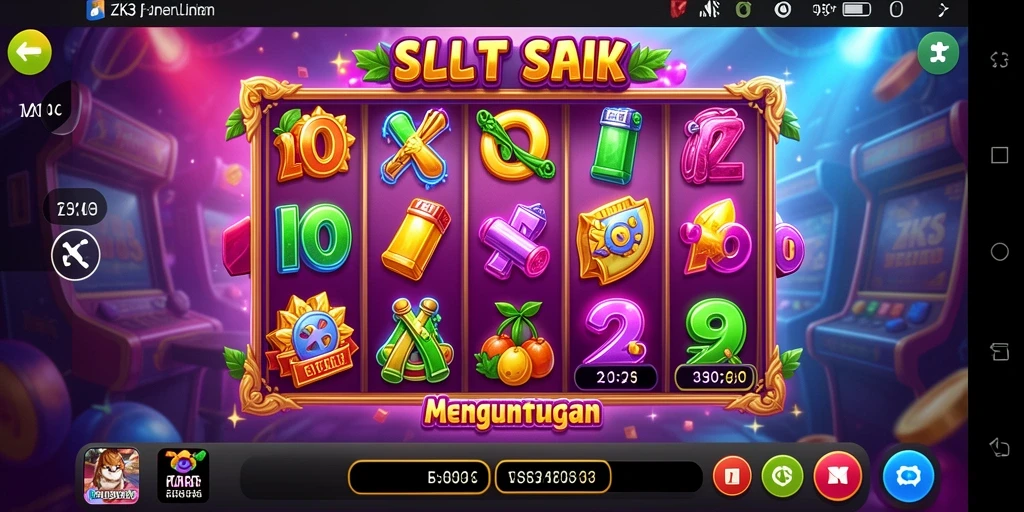 Screenshot ZK3 menampilkan gulungan yang berputar dengan efek visual menarik.